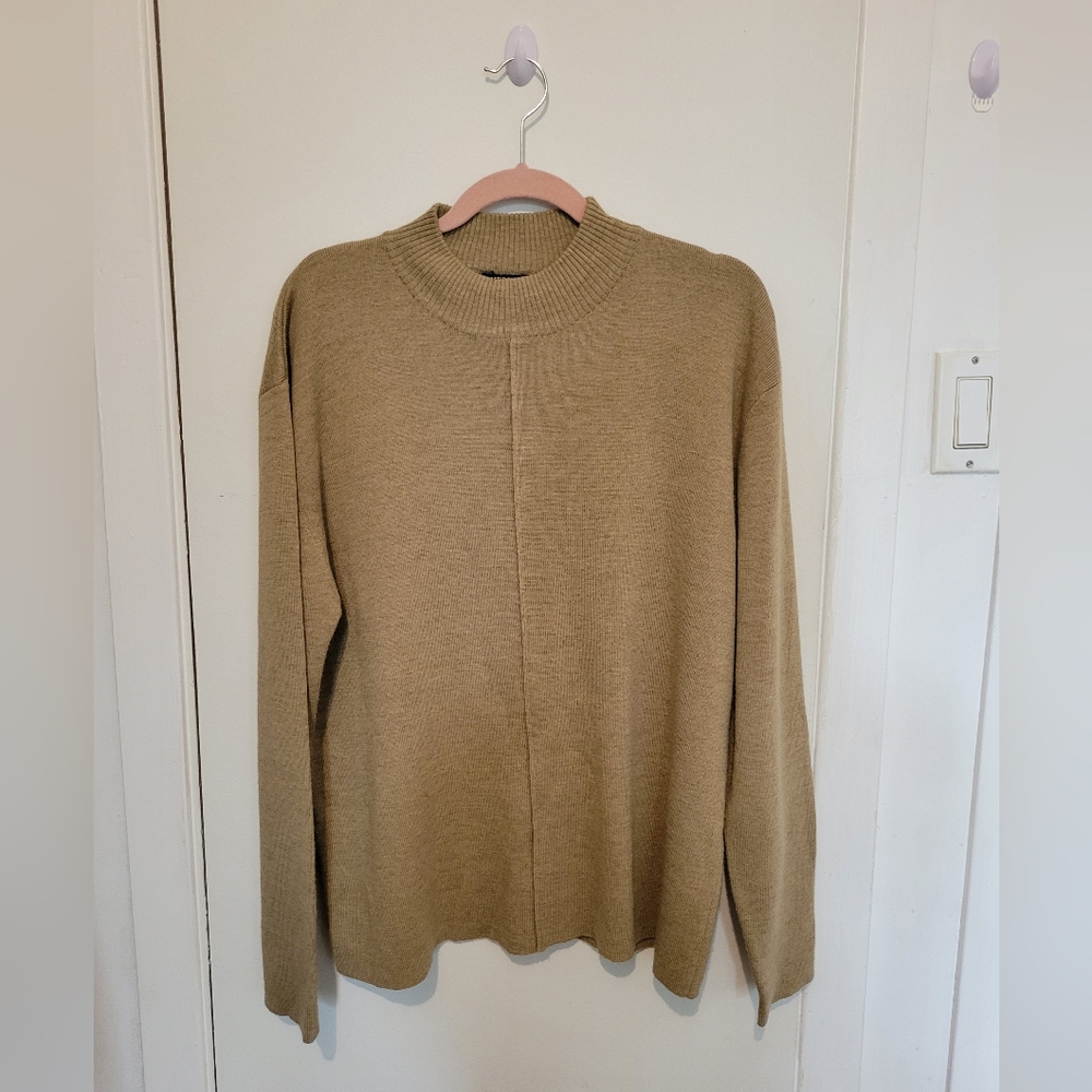 Genuine Merino Wool Blend Tan Sweater – Size XL